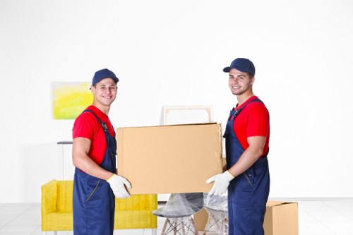 Moving team handling boxes safely during a man and van service