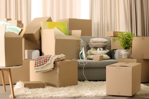 Office furniture and equipment prepared for a local commercial move